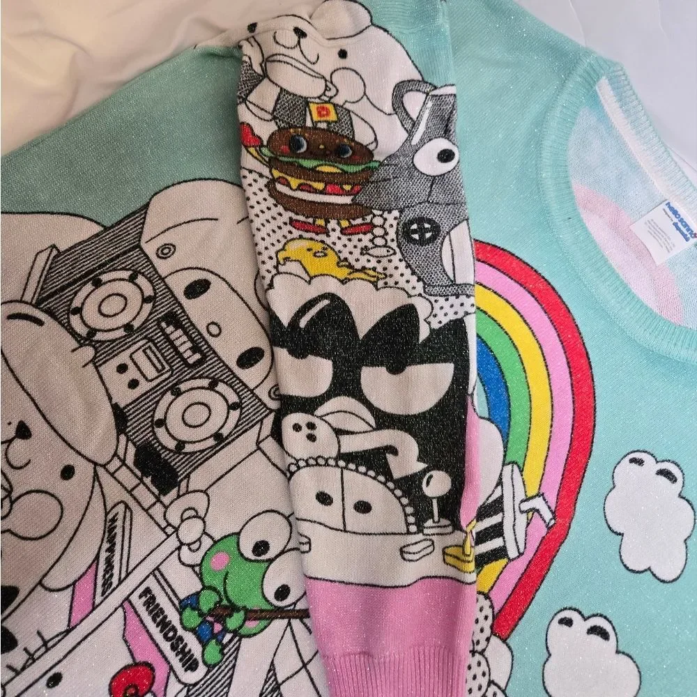 Hello Sanrio x JapanLA knit Hello Kitty metallic‎ oversized sparkle sweater RARE